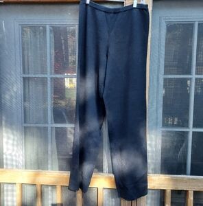 Eileen Fisher Black Wool Sweater-knit Full Length Pants